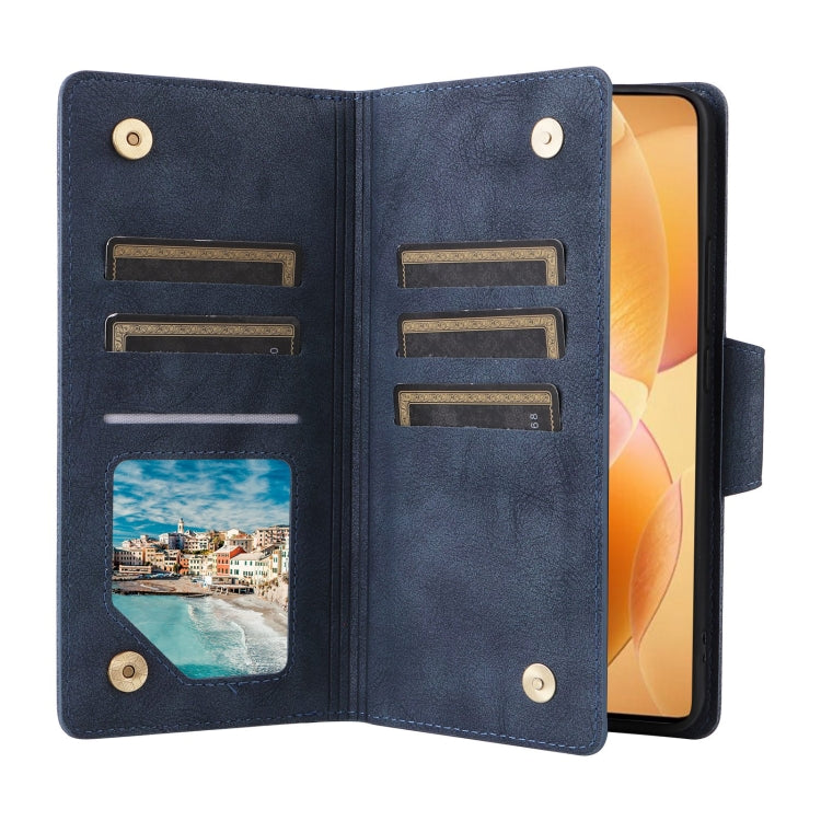 For Xiaomi 14T Pro Global Rivet Buckle 9 Cards Three Fold Leather Phone Case