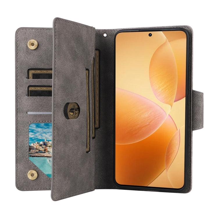 For Xiaomi 14T Pro Global Rivet Buckle 9 Cards Three Fold Leather Phone Case