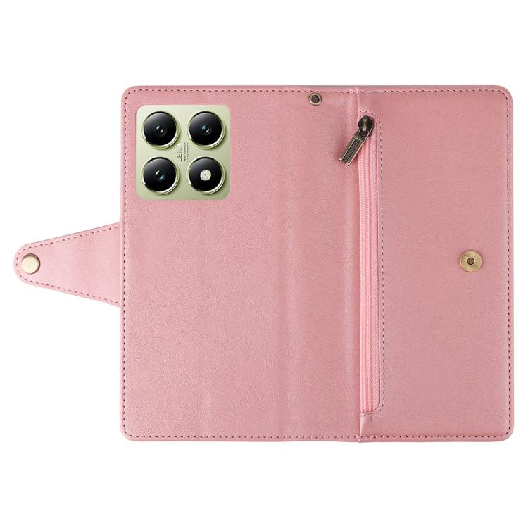 For Xiaomi 14T 5G Global Rivet Buckle 9 Cards Three Fold Leather Phone Case