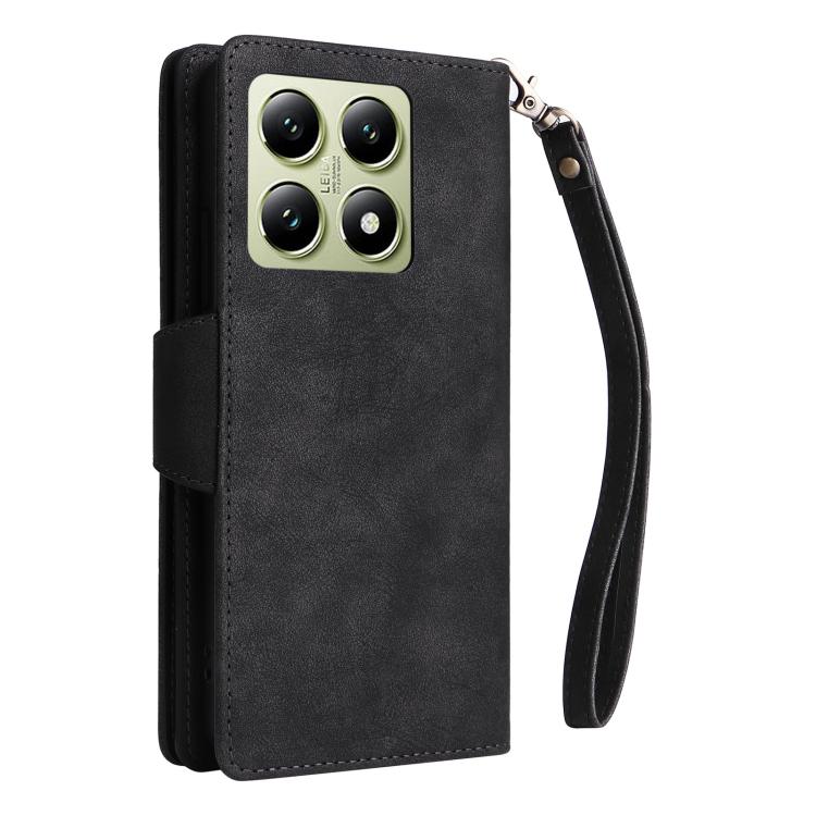 For Xiaomi 14T 5G Global Rivet Buckle 9 Cards Three Fold Leather Phone Case