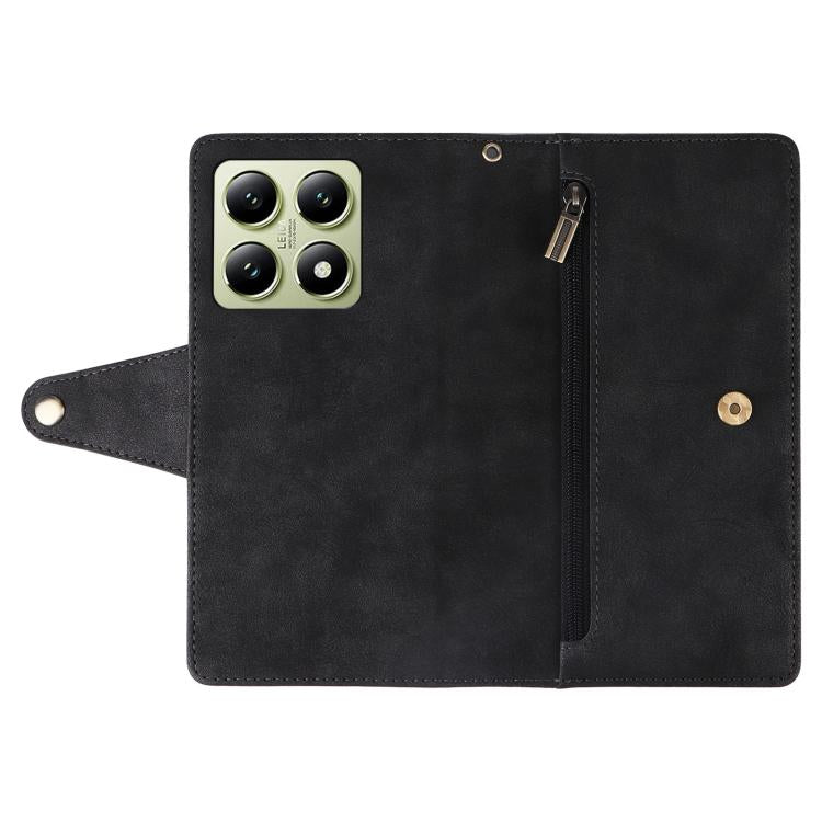 For Xiaomi 14T 5G Global Rivet Buckle 9 Cards Three Fold Leather Phone Case