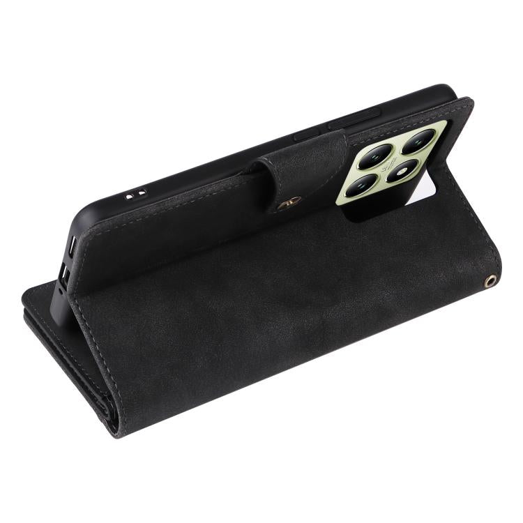 For Xiaomi 14T 5G Global Rivet Buckle 9 Cards Three Fold Leather Phone Case