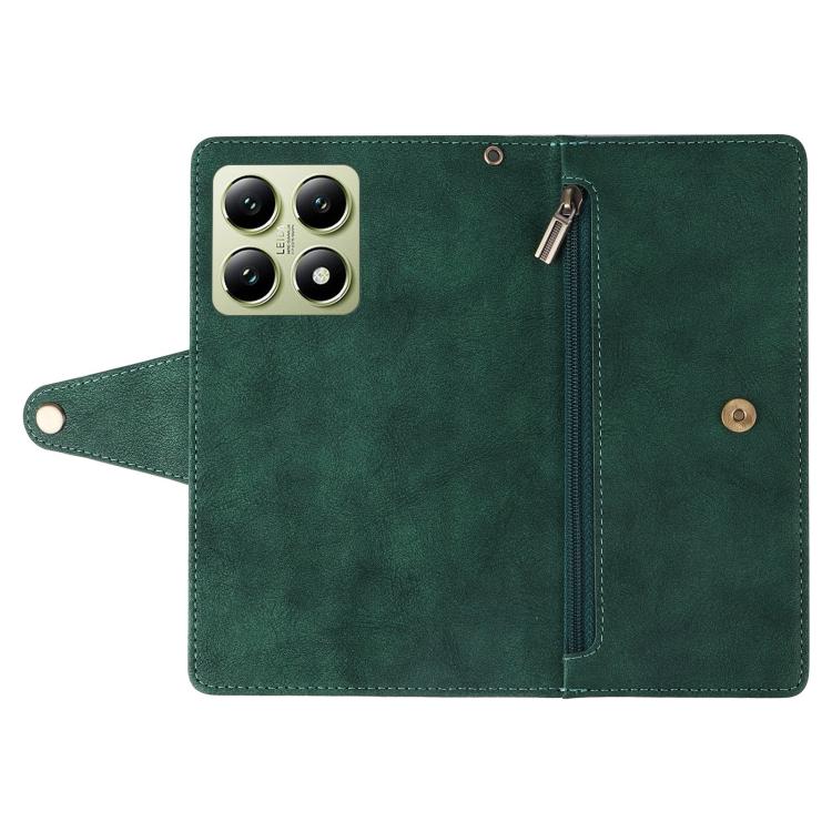 For Xiaomi 14T 5G Global Rivet Buckle 9 Cards Three Fold Leather Phone Case