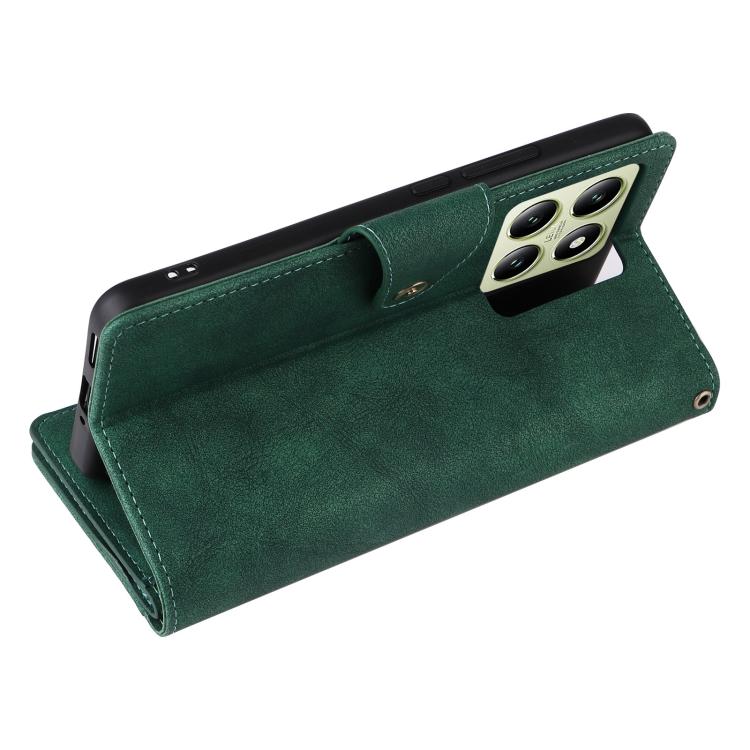 For Xiaomi 14T 5G Global Rivet Buckle 9 Cards Three Fold Leather Phone Case