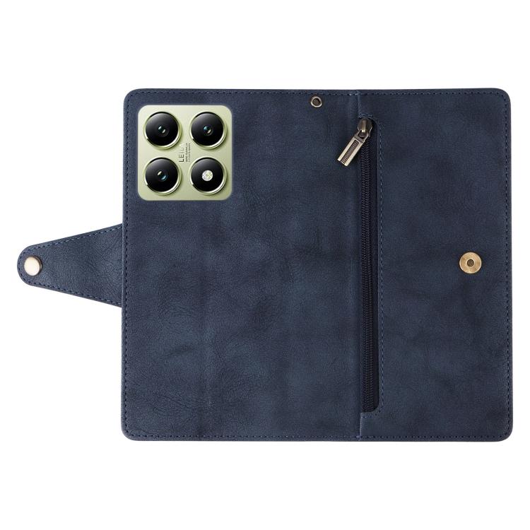 For Xiaomi 14T 5G Global Rivet Buckle 9 Cards Three Fold Leather Phone Case