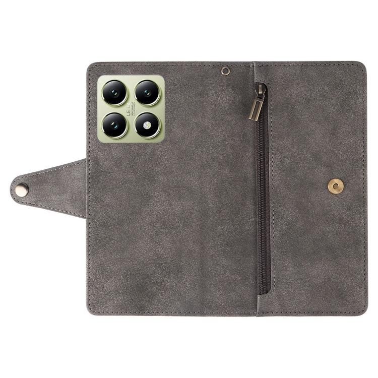 For Xiaomi 14T 5G Global Rivet Buckle 9 Cards Three Fold Leather Phone Case