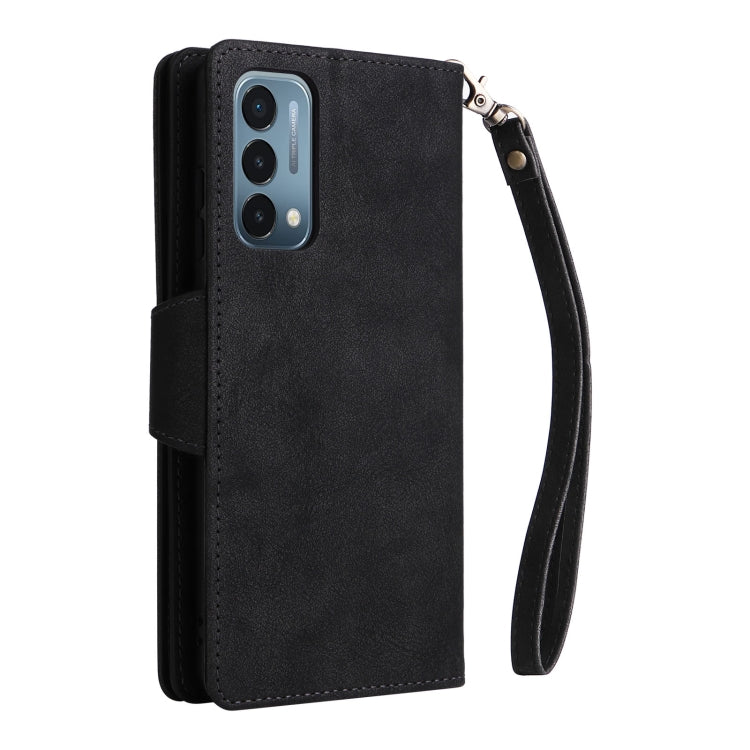 For OnePlus Nord 200 5G Rivet Buckle 9 Cards Three Fold Leather Phone Case