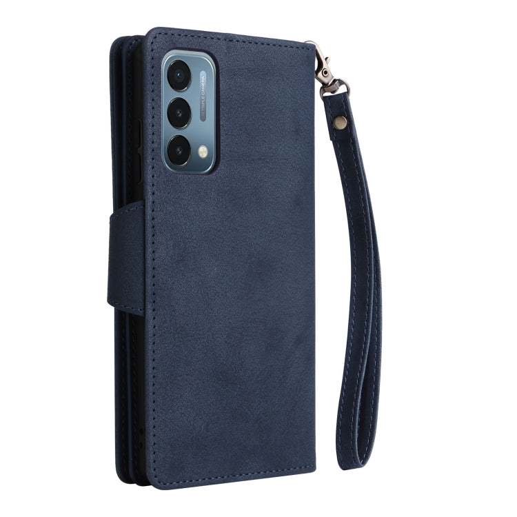 For OnePlus Nord 200 5G Rivet Buckle 9 Cards Three Fold Leather Phone Case