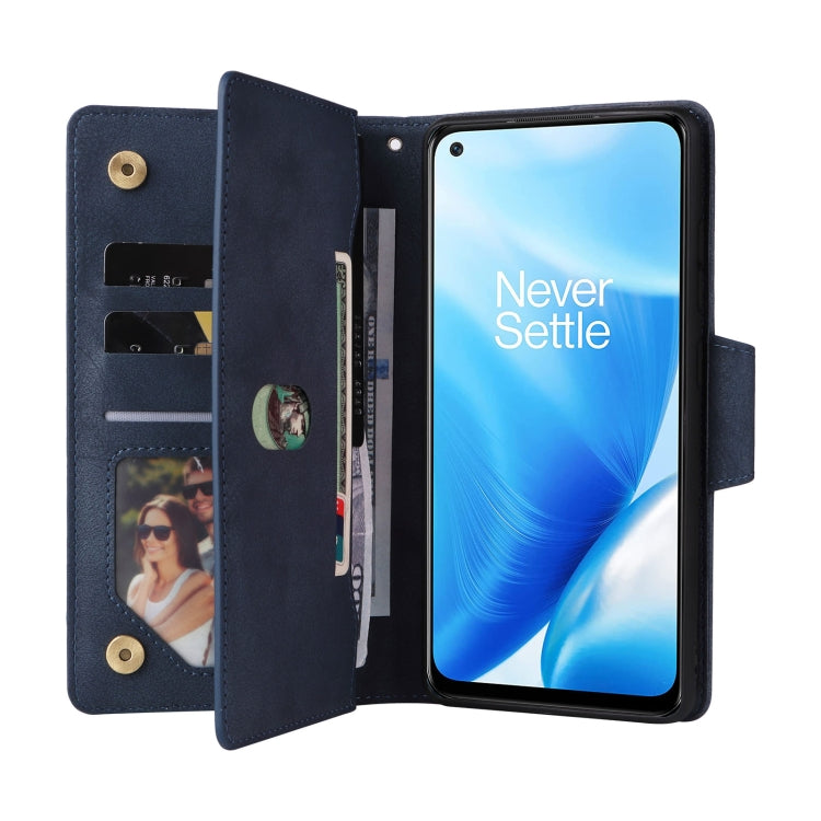For OnePlus Nord 200 5G Rivet Buckle 9 Cards Three Fold Leather Phone Case