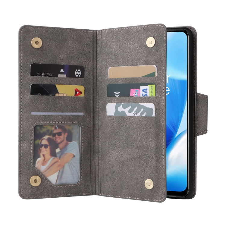 For OnePlus Nord 200 5G Rivet Buckle 9 Cards Three Fold Leather Phone Case