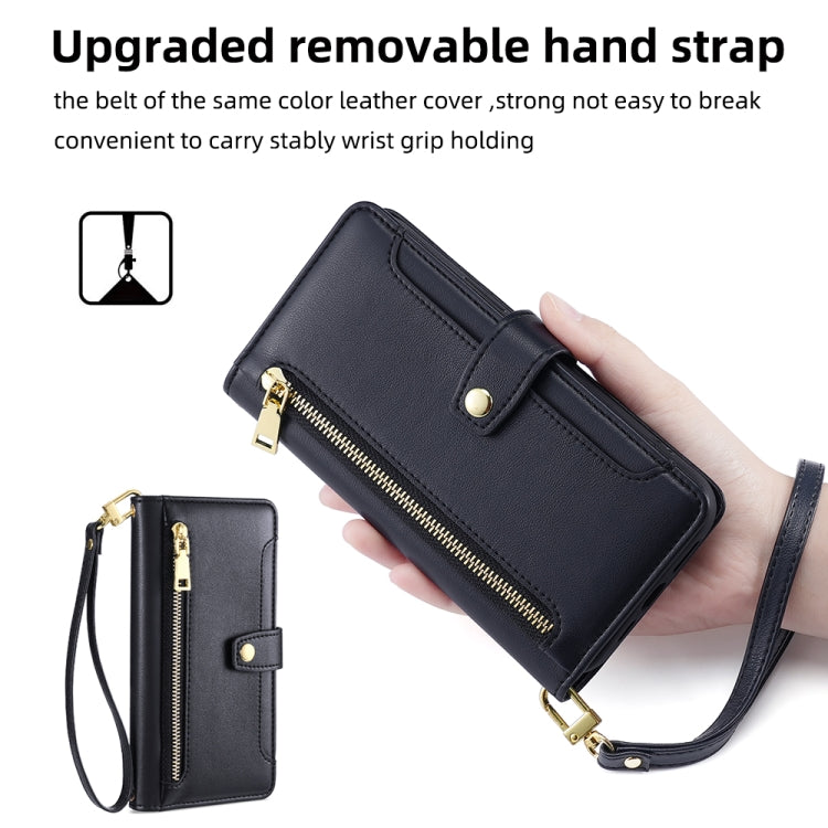 For Redmi 14C 4G Sheep Texture Cross-body Zipper Wallet Leather Phone Case