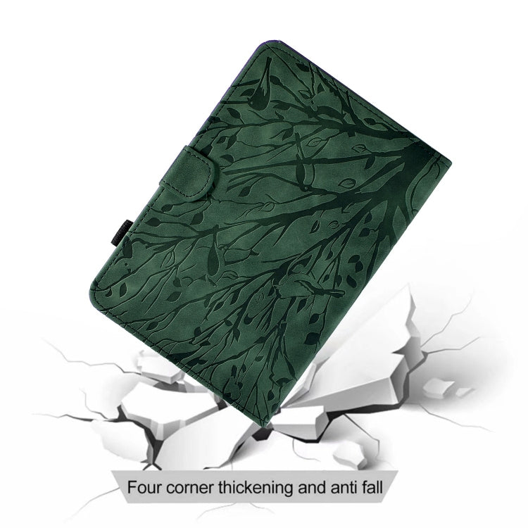 For Amazon Kindle Paperwhite 12th 2024 Fortune Tree Pressure Flower Smart Leather Tablet Case