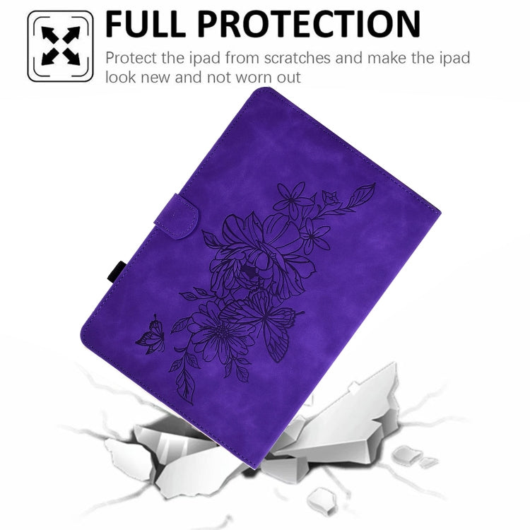 For Amazon Kindle Paperwhite 12th 2024 Peony Butterfly Embossed Leather Smart Tablet Case
