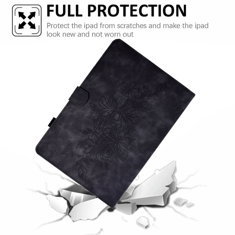 For Amazon Kindle Paperwhite 12th 2024 Peony Butterfly Embossed Leather Smart Tablet Case