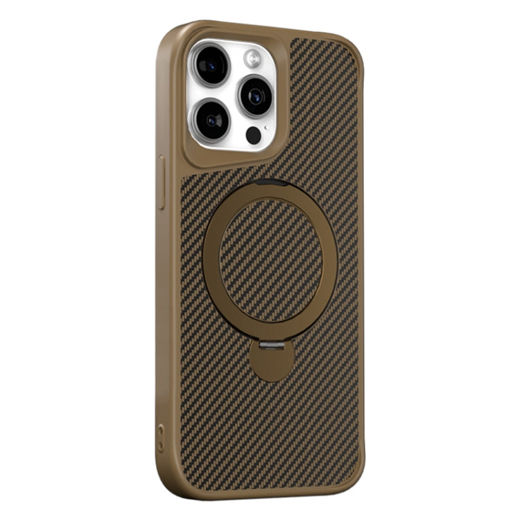 For iPhone 13 Pro Carbon Fiber Texture 360 MagSafe Holder Phone Case