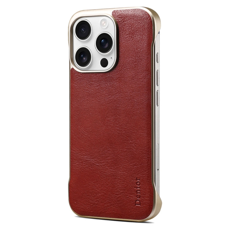 For iPhone 16 Pro Max Denior MagSafe Genuine Leather Calf Texture  Phone Case