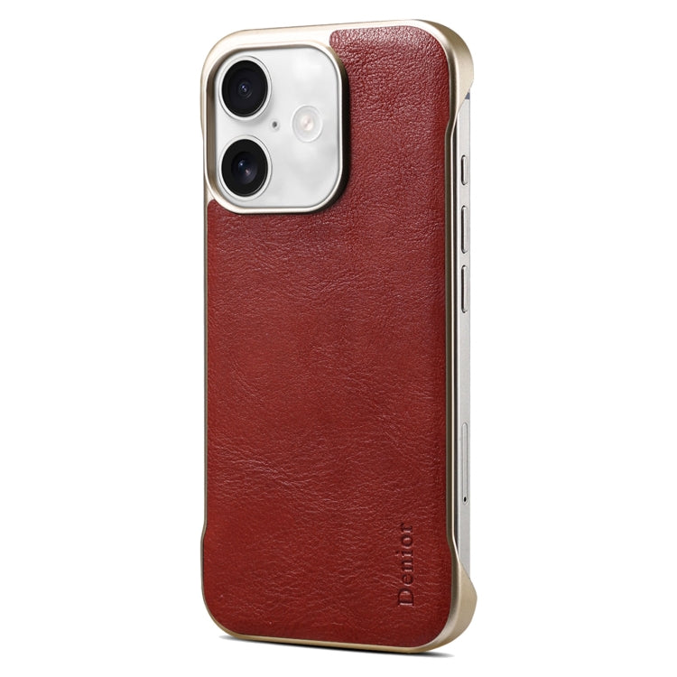 For iPhone 16 Plus Denior MagSafe Genuine Leather Calf Texture  Phone Case