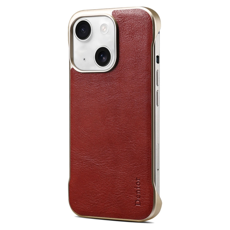 For iPhone 14 Denior MagSafe Genuine Leather Calf Texture  Phone Case