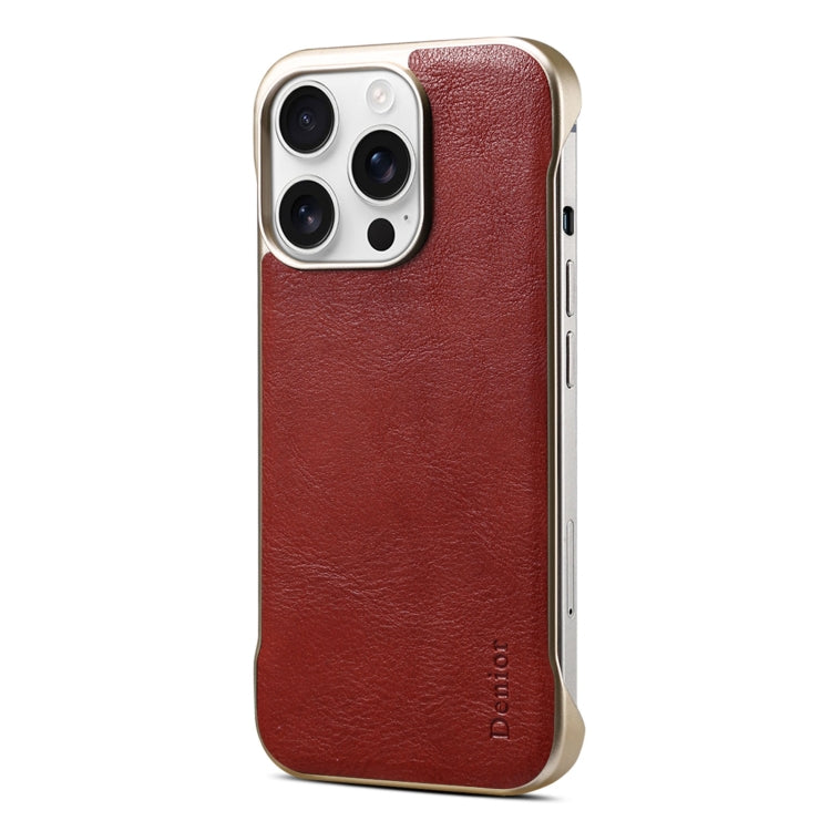 For iPhone 14 Pro Denior MagSafe Genuine Leather Calf Texture  Phone Case