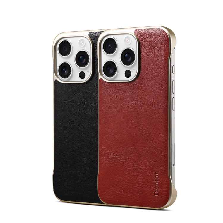 For iPhone 16 Pro Denior MagSafe Genuine Leather Calf Texture  Phone Case
