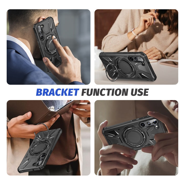For Samsung Galaxy S25 5G MagSafe Magnetic Shockproof Phone Case with Ring Holder