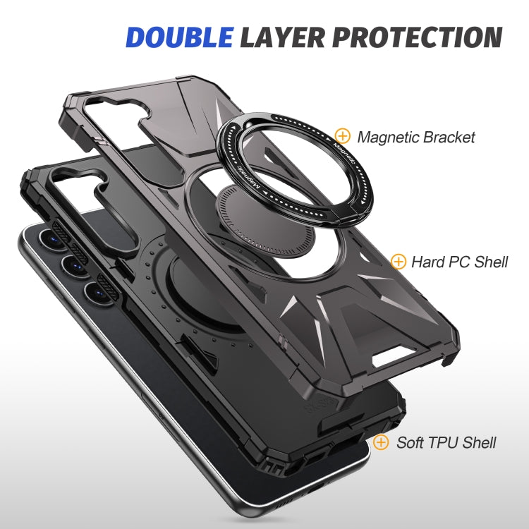 For Samsung Galaxy S25 5G MagSafe Magnetic Shockproof Phone Case with Ring Holder
