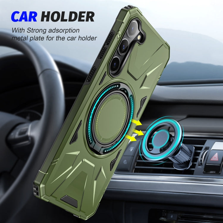For Samsung Galaxy S25 5G MagSafe Magnetic Shockproof Phone Case with Ring Holder