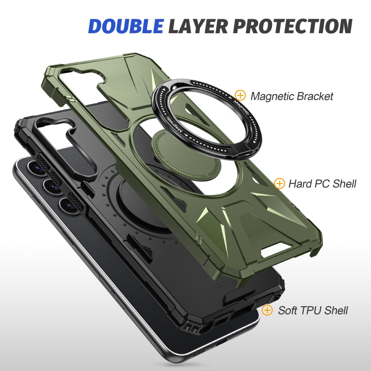 For Samsung Galaxy S25 5G MagSafe Magnetic Shockproof Phone Case with Ring Holder