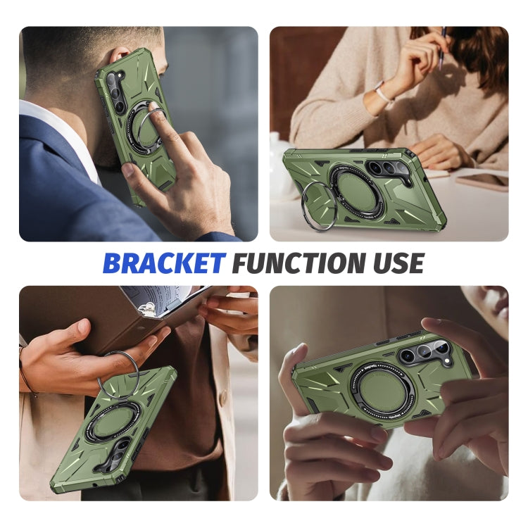 For Samsung Galaxy S25 5G MagSafe Magnetic Shockproof Phone Case with Ring Holder