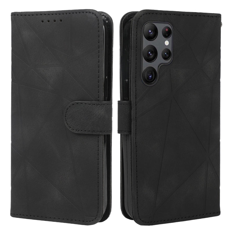 For Samsung Galaxy S25 Ultra 5G Skin Feel Geometric Lines Leather Phone Case