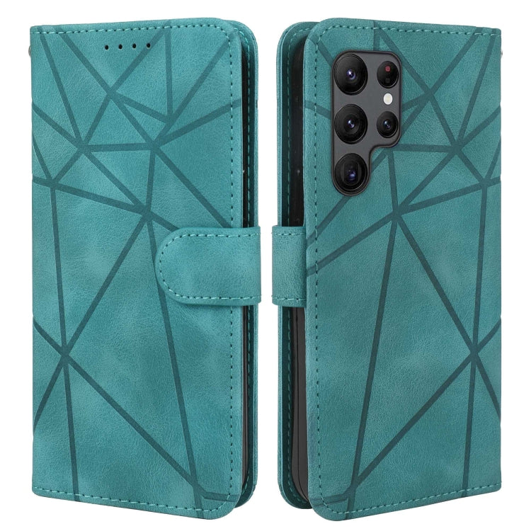 For Samsung Galaxy S25 Ultra 5G Skin Feel Geometric Lines Leather Phone Case