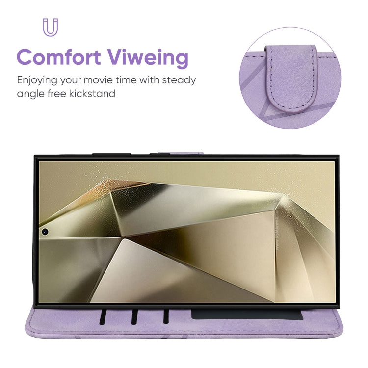 For Samsung Galaxy S25 Ultra 5G Skin Feel Geometric Lines Leather Phone Case