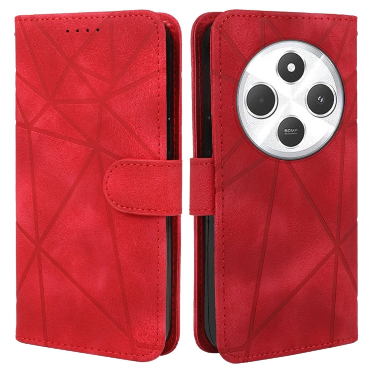 For Redmi 14C 4G Skin Feel Geometric Lines Leather Phone Case