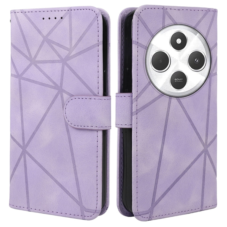 For Redmi 14C 4G Skin Feel Geometric Lines Leather Phone Case