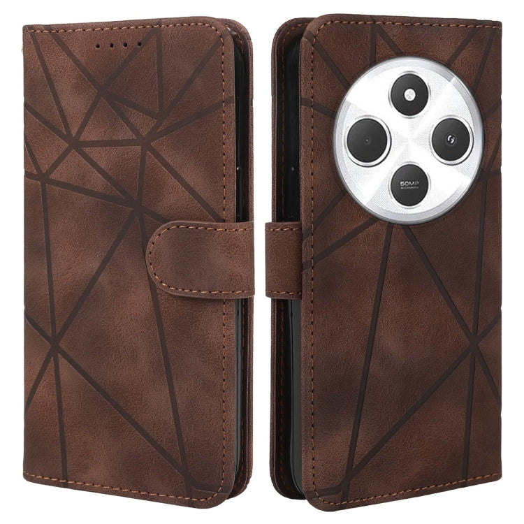 For Redmi 14C 4G Skin Feel Geometric Lines Leather Phone Case