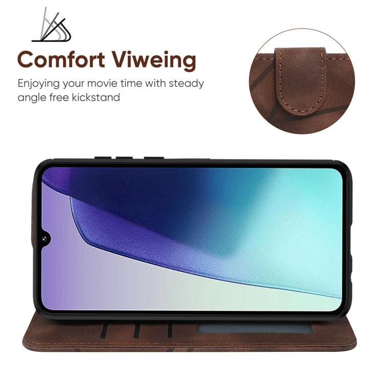 For Redmi 14C 4G Skin Feel Geometric Lines Leather Phone Case