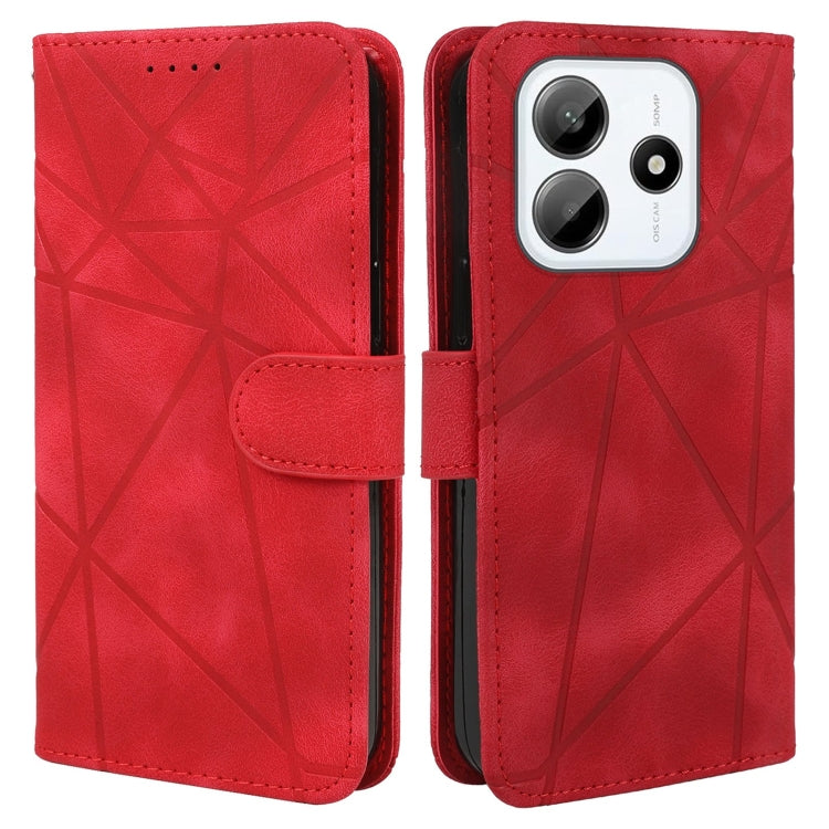 For Redmi Note 14 5G Skin Feel Geometric Lines Leather Phone Case