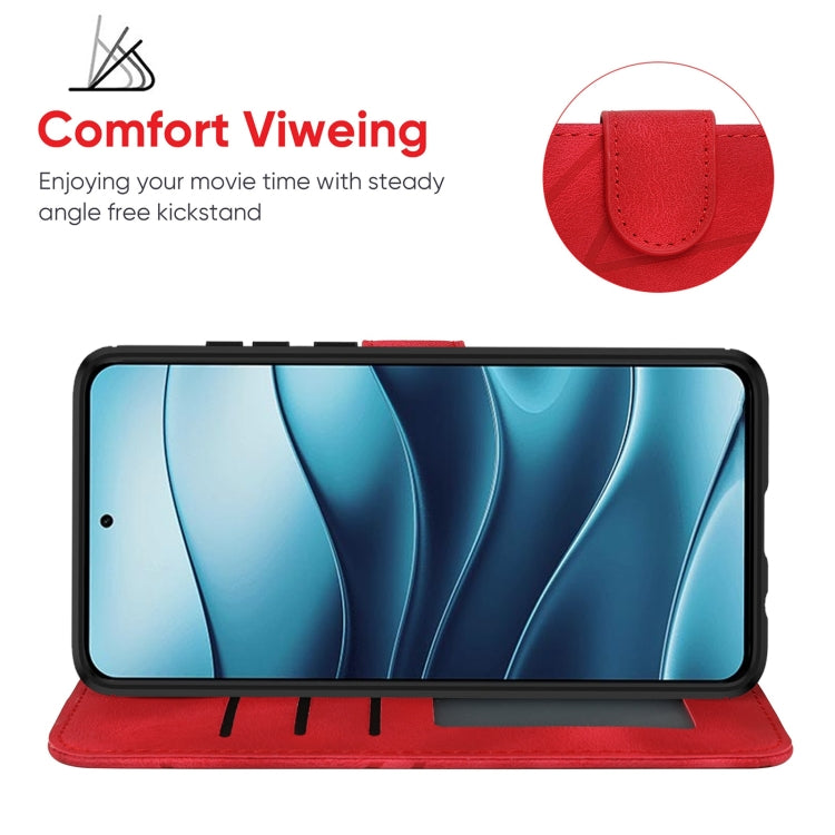 For Redmi Note 14 5G Skin Feel Geometric Lines Leather Phone Case