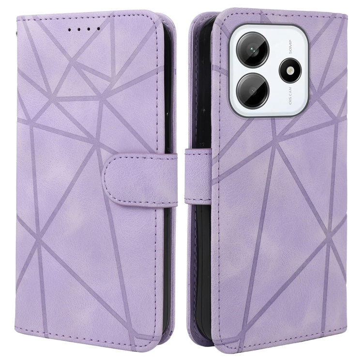 For Redmi Note 14 5G Skin Feel Geometric Lines Leather Phone Case