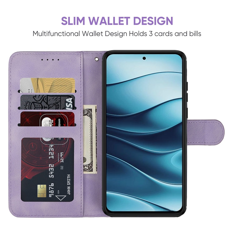 For Redmi Note 14 5G Skin Feel Geometric Lines Leather Phone Case