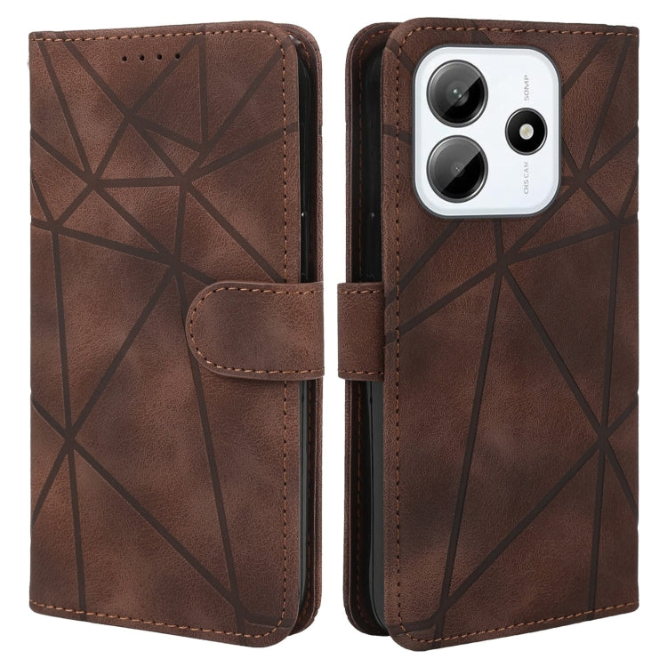 For Redmi Note 14 5G Skin Feel Geometric Lines Leather Phone Case