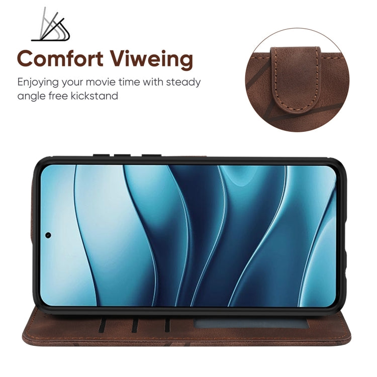 For Redmi Note 14 5G Skin Feel Geometric Lines Leather Phone Case