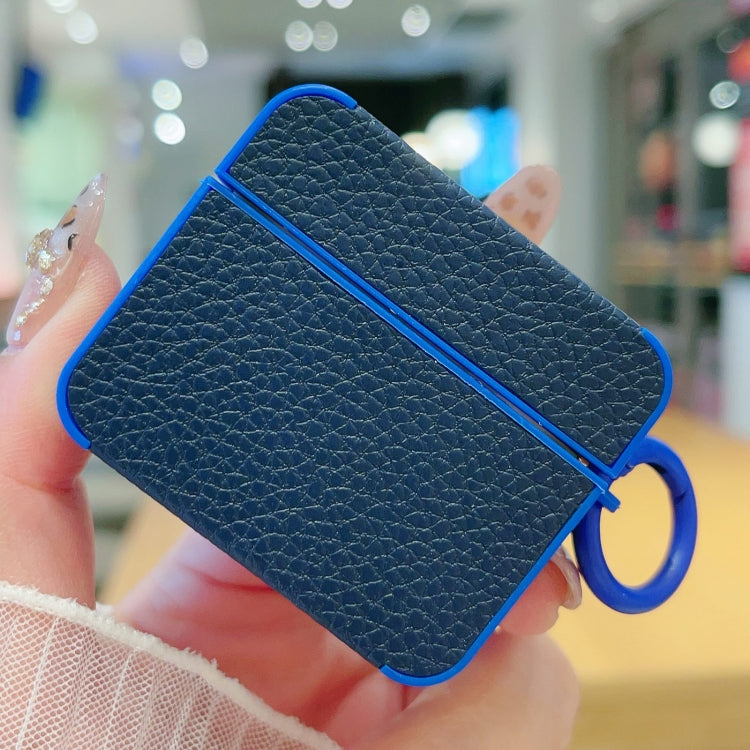 For AirPods 4 Litchi Texture Leather Sticker Earphones Protective Case