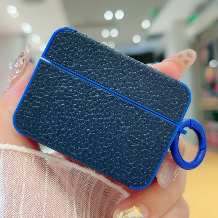 For AirPods Pro 2 Litchi Texture Leather Sticker Earphones Protective Case