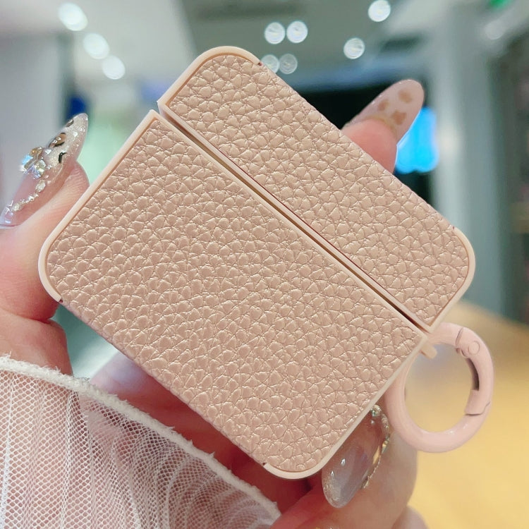 For AirPods 3 Litchi Texture Leather Sticker Earphones Protective Case