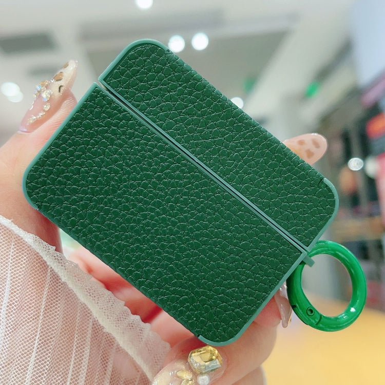 For AirPods Pro Litchi Texture Leather Sticker Earphones Protective Case