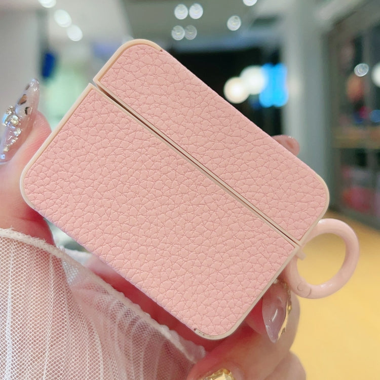 For AirPods Pro Litchi Texture Leather Sticker Earphones Protective Case
