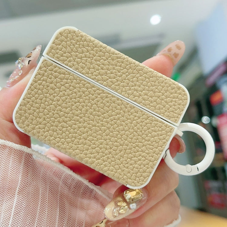 For AirPods Pro Litchi Texture Leather Sticker Earphones Protective Case