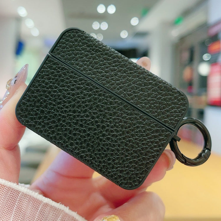 For AirPods Pro Litchi Texture Leather Sticker Earphones Protective Case