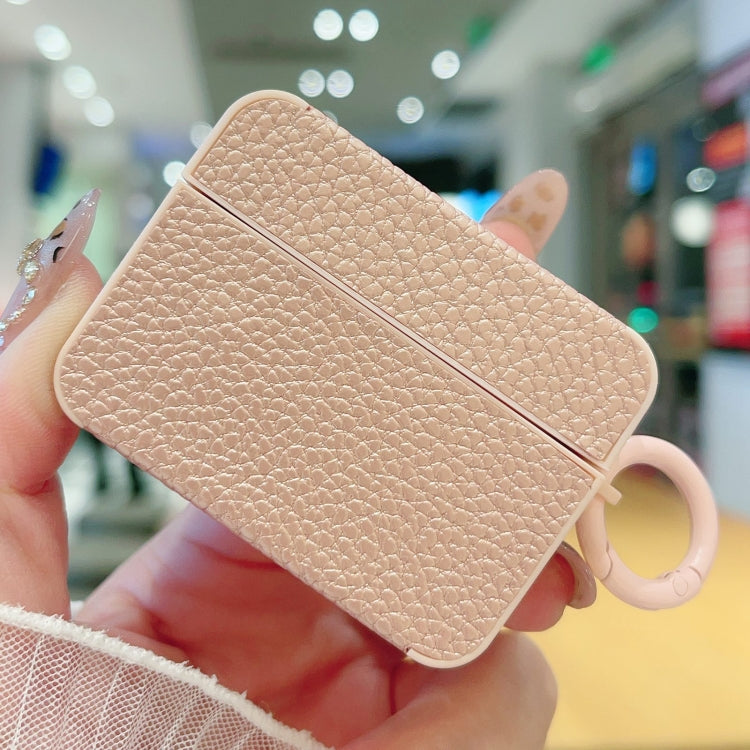 For AirPods Pro Litchi Texture Leather Sticker Earphones Protective Case